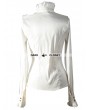 Pentagramme White High Collar Long Sleeves Ruffle Gothic Blouse for Women