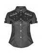 Punk Rave Black Gothic Military Short Sleeve Shirt for Women