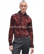 Pentagramme Wine Red Pattern Long Sleeves Ruffle Gothic Blouse for Men