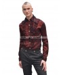 Pentagramme Wine Red Pattern Long Sleeves Ruffle Gothic Blouse for Men