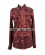 Pentagramme Wine Red Pattern Long Sleeves Ruffle Gothic Blouse for Men