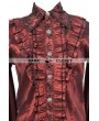 Pentagramme Wine Red Pattern Long Sleeves Ruffle Gothic Blouse for Men