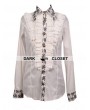 Pentagramme White Pattern Long Sleeves Ruffle Gothic Blouse for Men