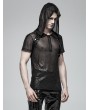 Punk Rave Black Gothic Punk Perspective Short Sleeve Hooded T-Shirt for Men