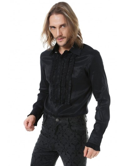 Pentagramme Black Long Sleeves Gothic Blouse for Men