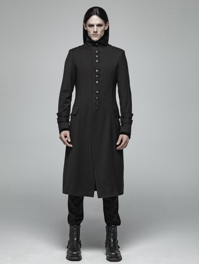 Pentagramme Black Long Double Breasted Gothic Coat For Men Pentagramme Black Long Double Breasted Gothic Coat For Men