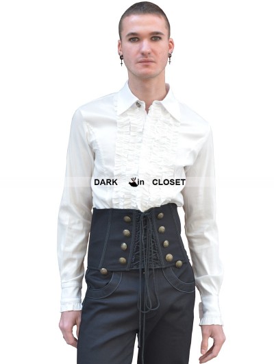 Pentagramme White Long Sleeves Gothic Blouse for Men