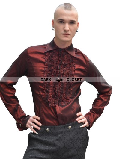 Pentagramme Wine Red Long Sleeves Gothic Blouse for Men