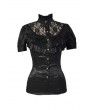 Pentagramme Black High Collar Short Sleeves Lace Womens Gothic Blouse