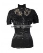 Pentagramme Black High Collar Short Sleeves Lace Womens Gothic Blouse