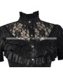 Pentagramme Black High Collar Short Sleeves Lace Womens Gothic Blouse