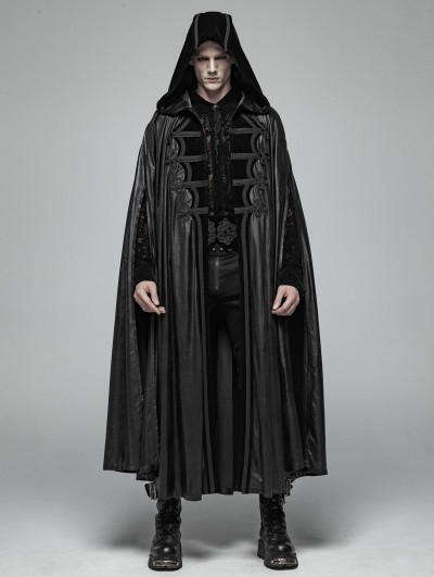 Punk Rave Black Gothic Retro Mystic Hooded Cloak for Men