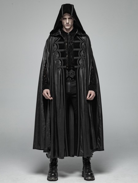 Punk Rave Black Gothic Retro Mystic Hooded Cloak for Men - DarkinCloset.com