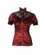 Pentagramme Wine Red High Collar Short Sleeves Lace Womens Gothic Blouse