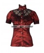 Pentagramme Wine Red High Collar Short Sleeves Lace Womens Gothic Blouse