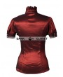 Pentagramme Wine Red High Collar Short Sleeves Lace Womens Gothic Blouse