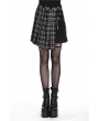 Dark in Love Black Gothic Punk Pleated Grid Irregular Hem Short Skirt