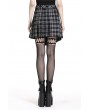 Dark in Love Black Gothic Punk Pleated Grid Irregular Hem Short Skirt