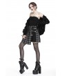 Dark in Love Black Gothic Punk Pleated Grid Irregular Hem Short Skirt