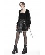 Dark in Love Black Gothic Punk Pleated Grid Irregular Hem Short Skirt