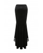 Dark in Love Black Gothic Velvet Long Fishtail skirt