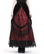 Dark in Love Romantic Gothic Black Red Velvet Lace Long Skirt