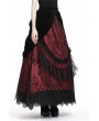 Dark in Love Romantic Gothic Black Red Velvet Lace Long Skirt