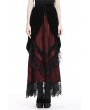 Dark in Love Romantic Gothic Black Red Velvet Lace Long Skirt