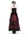 Dark in Love Romantic Gothic Black Red Velvet Lace Long Skirt