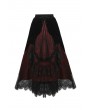 Dark in Love Romantic Gothic Black Red Velvet Lace Long Skirt