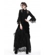 Dark in Love Romantic Gothic Black Velvet Lace Long Skirt