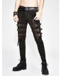 Devil Fashion Gothic Steampunk Buckle Belt Pants for Men