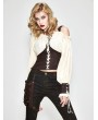 Devil Fashion Ivory and Brown Steampunk Long Sleeves Shirt for Women