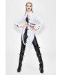 Devil Fashion White Street Gothic Punk Irregular Blouse for Women