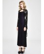 Devil Fashion Black and Purple Romantic Gothic Lace Sexy Maxi Dress