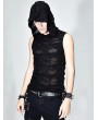 Devil Fashion Black Gothic Hooded Hole Sleeveless Top for Men