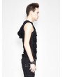 Devil Fashion Black Gothic Hooded Hole Sleeveless Top for Men