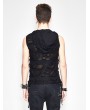 Devil Fashion Black Gothic Hooded Hole Sleeveless Top for Men