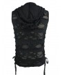 Devil Fashion Black Gothic Hooded Hole Sleeveless Top for Men