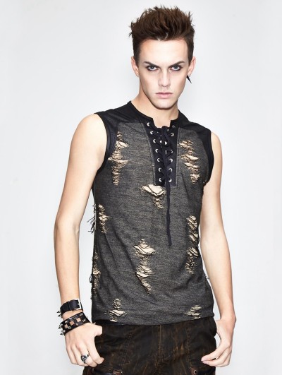 Devil Fashion Gothic Hole Sleeveless T-Shirt for Men