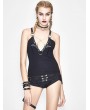 Devil Fashion Black Gothic Punk Pentagram Harness Sexy Tank Top for Women