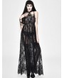 Eva Lady Black Romantic Sexy Gothic Lace Long Sheer Dress