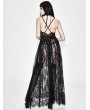 Eva Lady Black Romantic Sexy Gothic Lace Long Sheer Dress