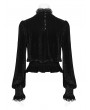 Punk Rave Black Vintage Gothic Velvet Long Sleeve Blouse for Women