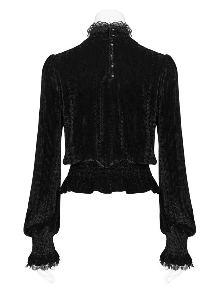 Punk Rave Black Vintage Gothic Velvet Long Sleeve Blouse for Women ...