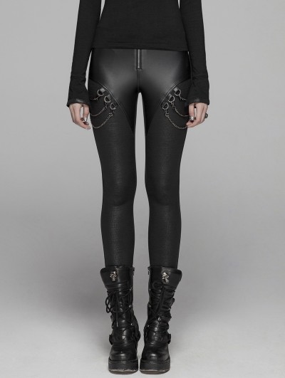 Punk Rave Black Gothic Punk Chain Legging Trousers for Women