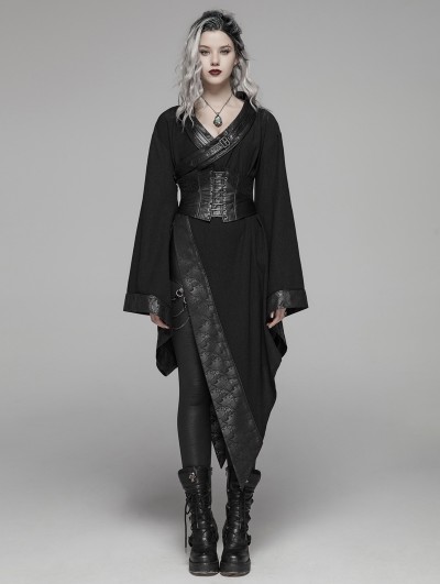 Punk Rave Dark Gothic Punk Asymmetric Kimono for Women