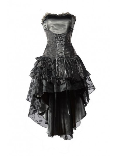 Pentagramme Black Corset High-Low Layer Skirt Gothic Party Dress