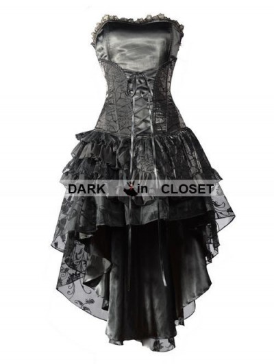 Pentagramme Black Corset High-Low Layer Skirt Gothic Party Dress