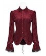 Punk Rave Red Vintage Gothic Velvet Long Sleeve Shirt for Women